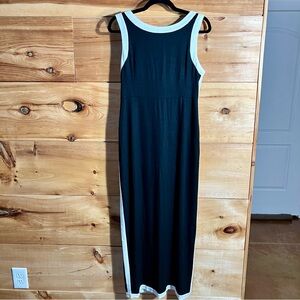 NWT White Closet Linen Blend Sleeveless Black & White Lined Maxi Dress Sleek